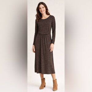 Biden Ling Sleeve Midi Dress Black Dotted Print Size 4L(see measurements below)